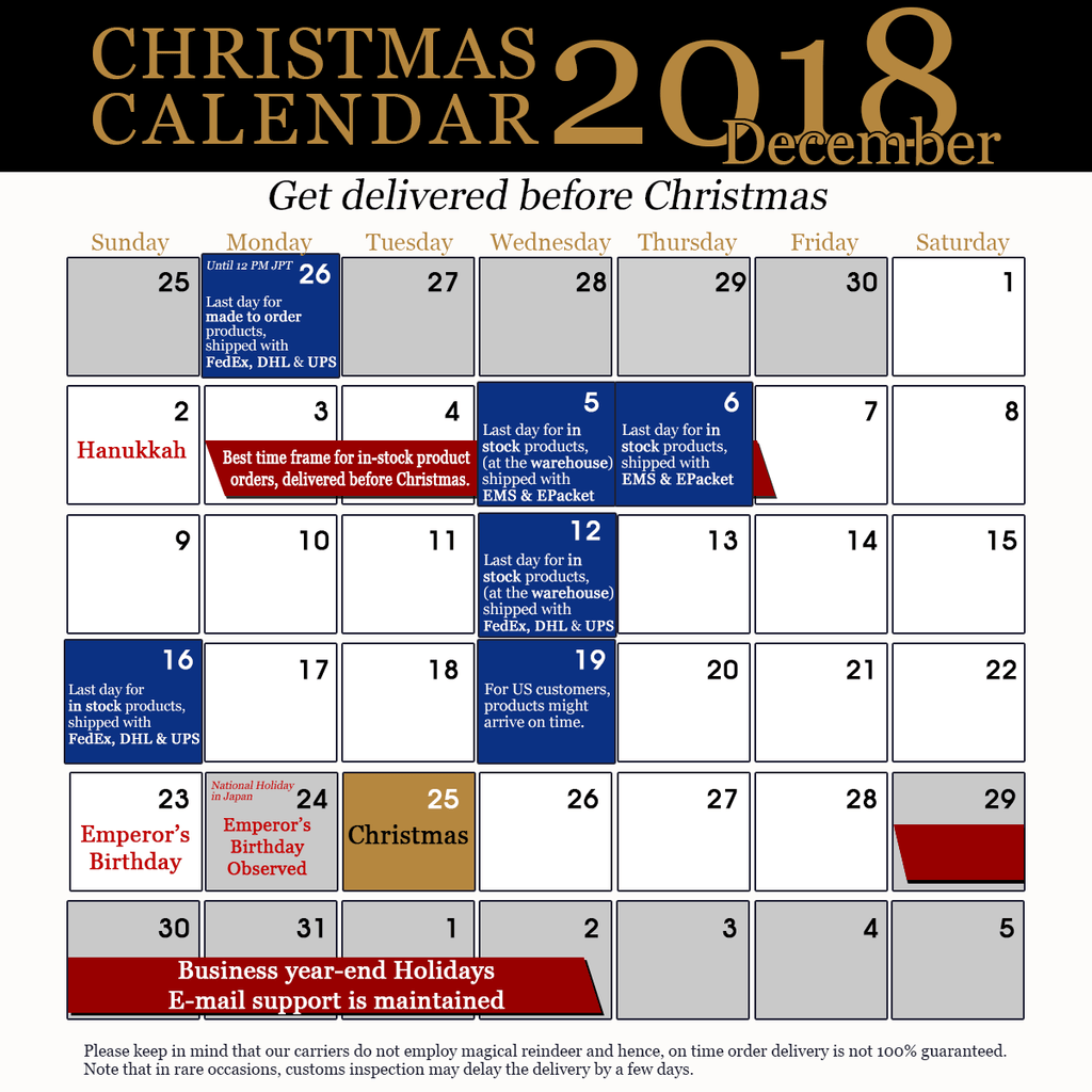 Christmas calendar 2018