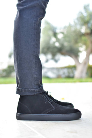 Desert boot da uomo in camoscio nero made in italy