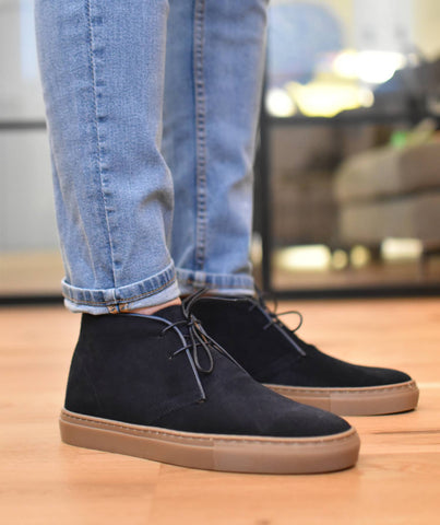 Desert Boot da Uomo in camoscio blu made in italy