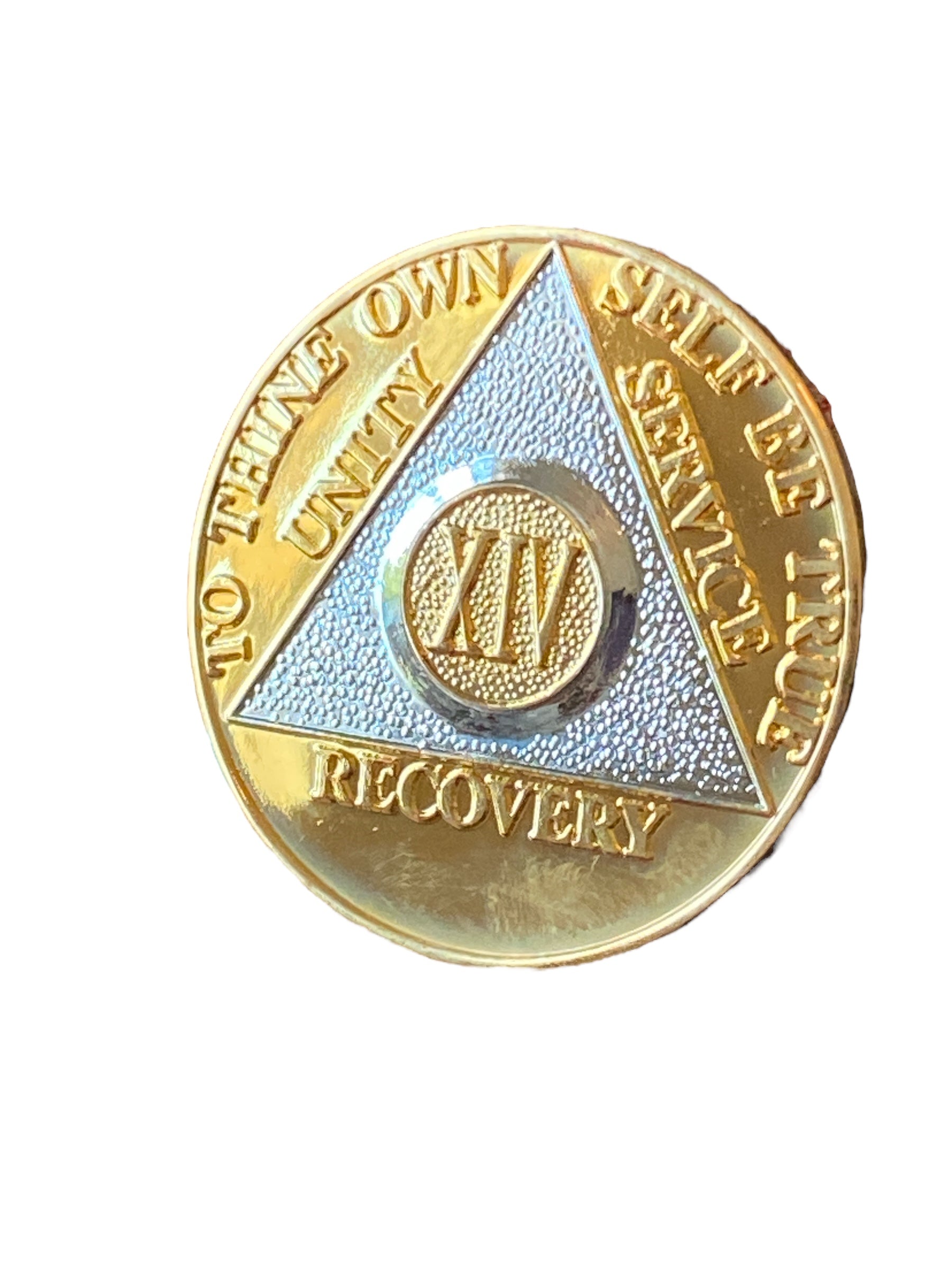 1 - 40 Year AA Medallion Bi-Plate Gold Nickel Sobriety Chip