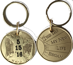 Engraved Sobriety Date Keychain