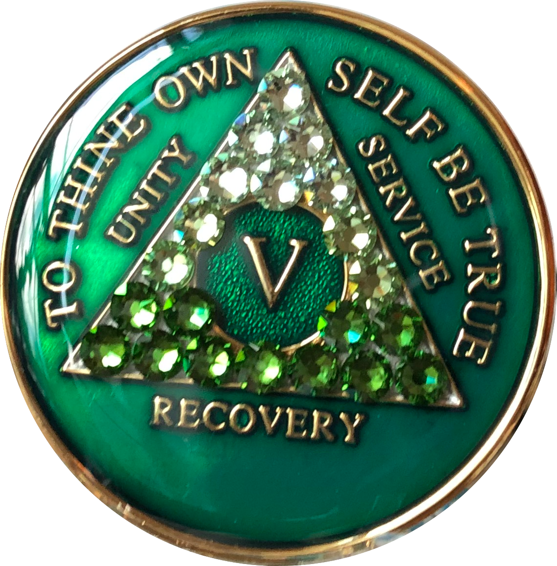 Crystal AA Medallion Transition Green Tri-Plate Sobriety ...