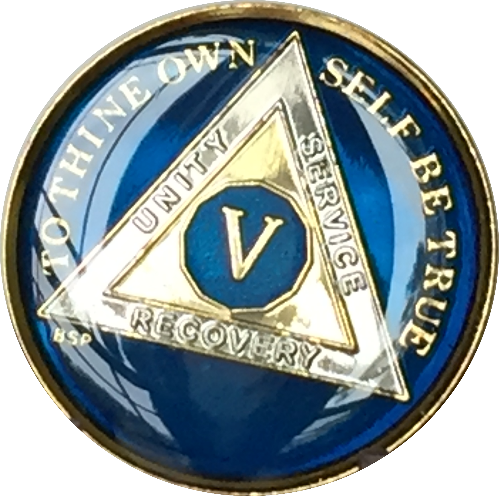 Midnight Blue AA Medallion Chip Tri-Plate Gold & Nickel Plated Year 1 ...