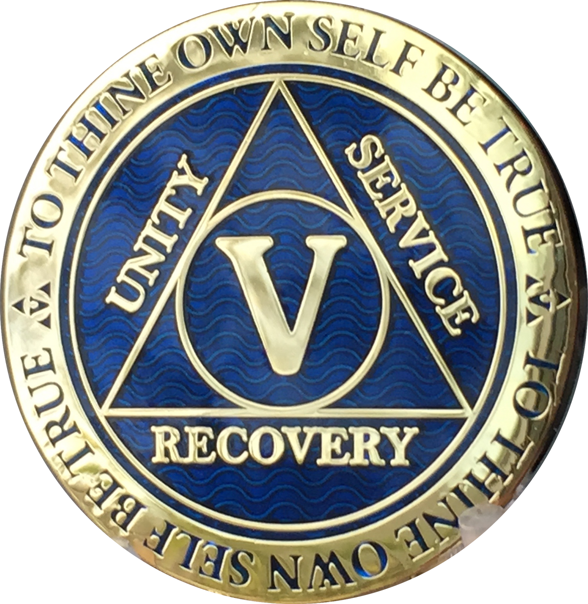 5 Year AA Medallion Reflex Blue Gold Plated RecoveryChip Design