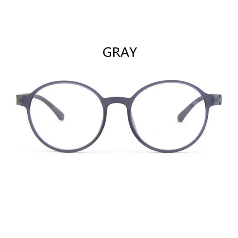 Ultralight TR90 Computer Anti Blue Light Eye Protection Glasses for Women and Men Retro Screw Free Design Round Reading Glasses