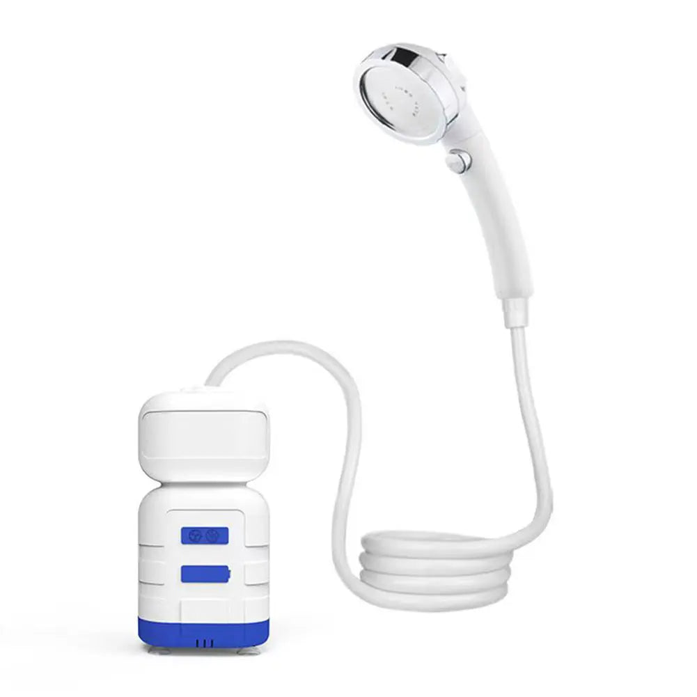 2-in-1 Outdoor Camping Shower with LED Camp Light 8000mAh Electric Shower Pump Type-C Rechargeable 3Levels Adjustable for Travel