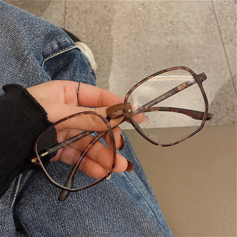 Elbru Anti Blue Light Finished Myopia Glasses Men Women Big Frame Transparent Shortsighted Eyewear Diopters 0-1.0-1.5-2.0 To-6.0