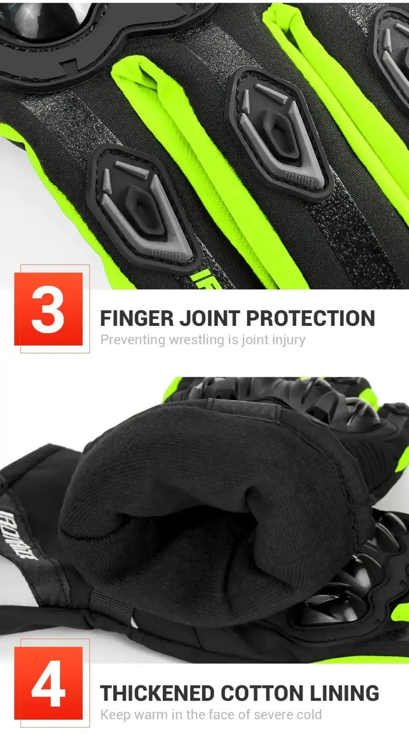 Luvas de moto impermeáveis e à prova de vento, luvas de dedo inteiro para motociclismo, ecrã táctil, luvas de motocross para o inverno