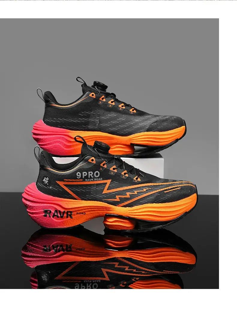 Ténis de corrida para homem 2025 com amortecimento de placa de carbono para corrida de maratona, calçado desportivo confortável e antiderrapante