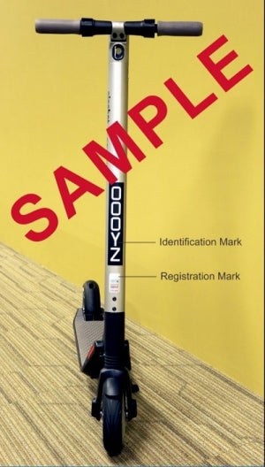 sample of Identification Mark LTA electric scooter registration