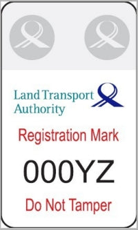 sample of registration mark LTA electric scooter