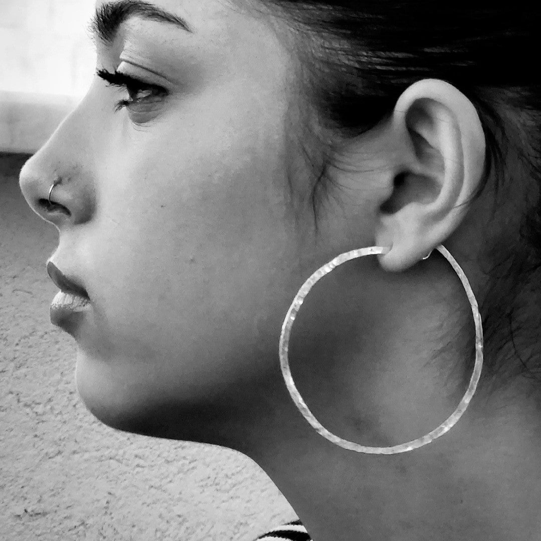 Buy Large Silver Hoops 1.5 , 2 , 2.5 Inch Big Hammered Sterling Silver Hoop  Earrings Thin Silver Hoops Minimalist Hoops Online in India - Etsy