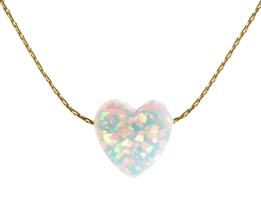 Heart necklace, White opal, Opal jewelry, Heart necklace – Avnis