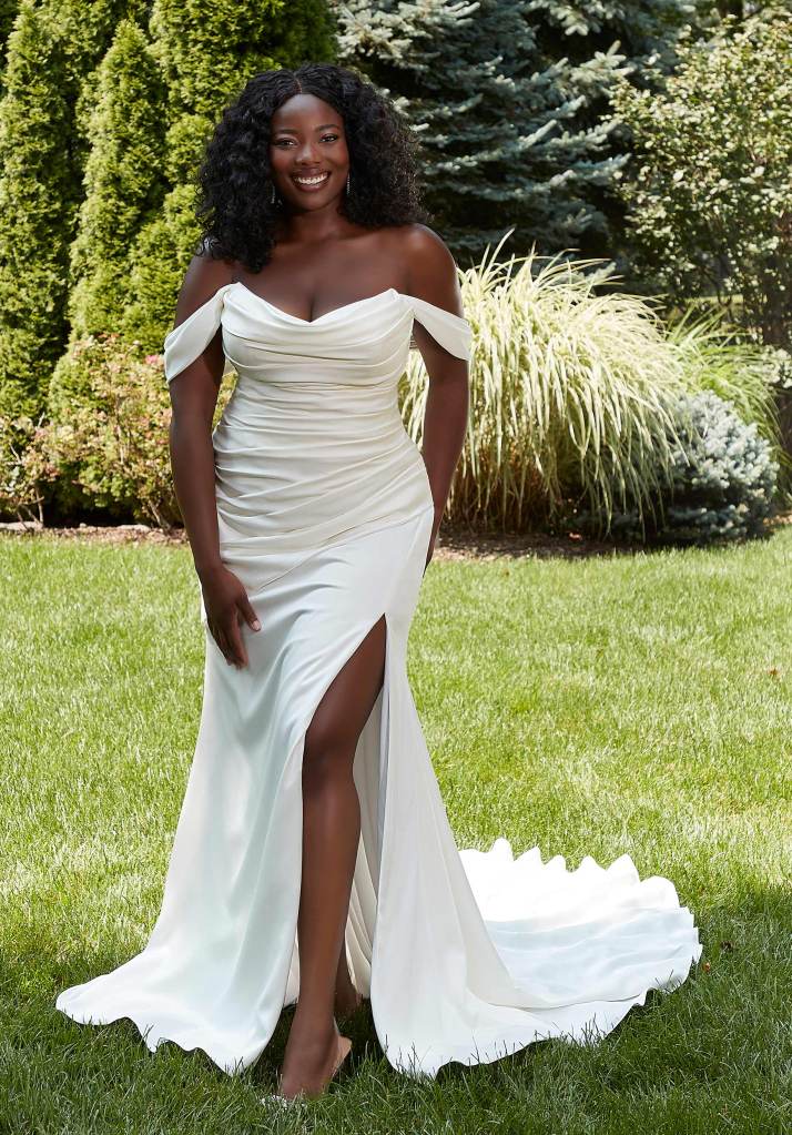 Satin plus size wedding dress