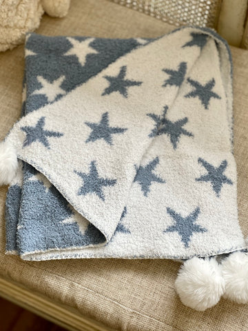 Chenille Cherub Baby Blanket - Blue