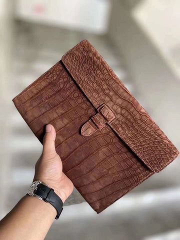 suede nile crocodile leather clutches