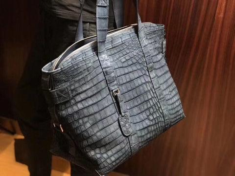 suede nile crocodile leather travel bag for men