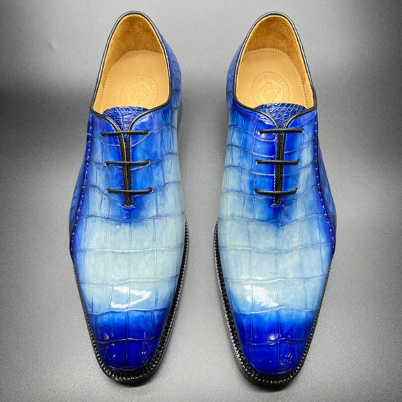 Genuine Crocodile Leather Mens Penny Loafers Dress Shoes Hand Painted ...