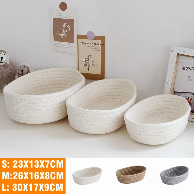 Paniers de rangement en corde de coton | Paniers de style nordiques