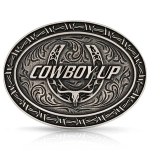 Cowboy Up Barbed Wire Buckle - Circle H Western Store