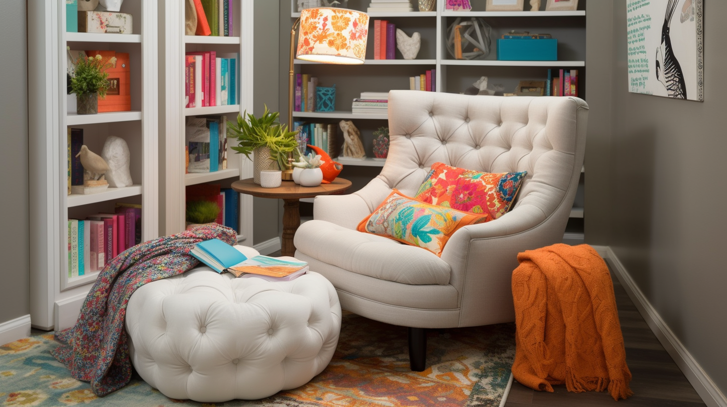 cozy reading nook with books and pillows