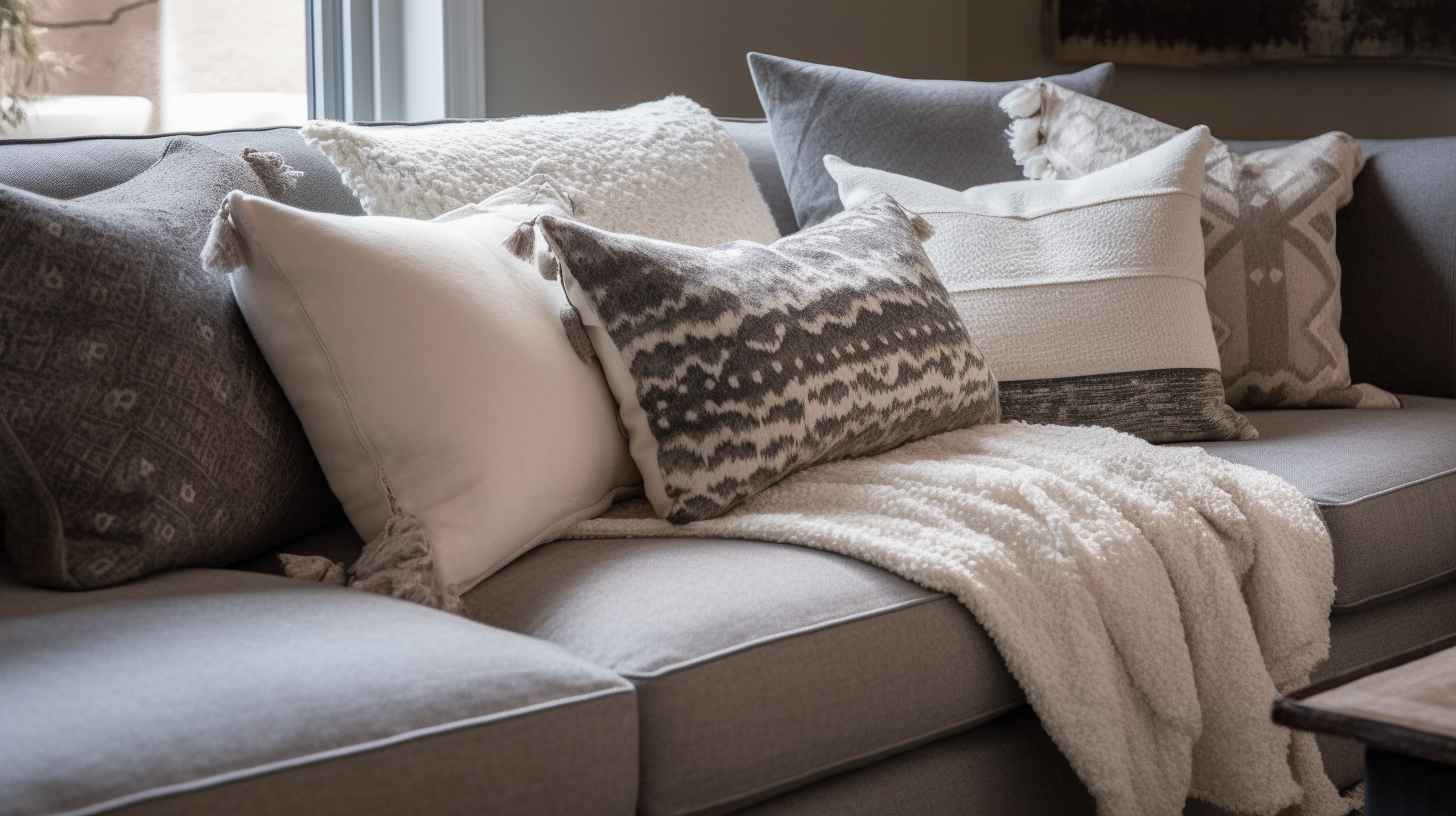 Experiment with layering pillows of different sizes for a cozy and inviting look. Start with larger pillows at the back and layer smaller ones in front