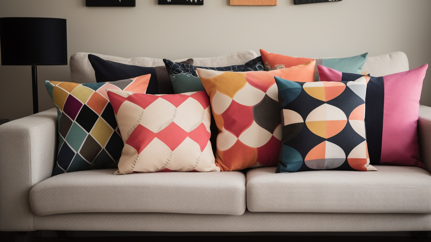 Abstract pillows on a sofa