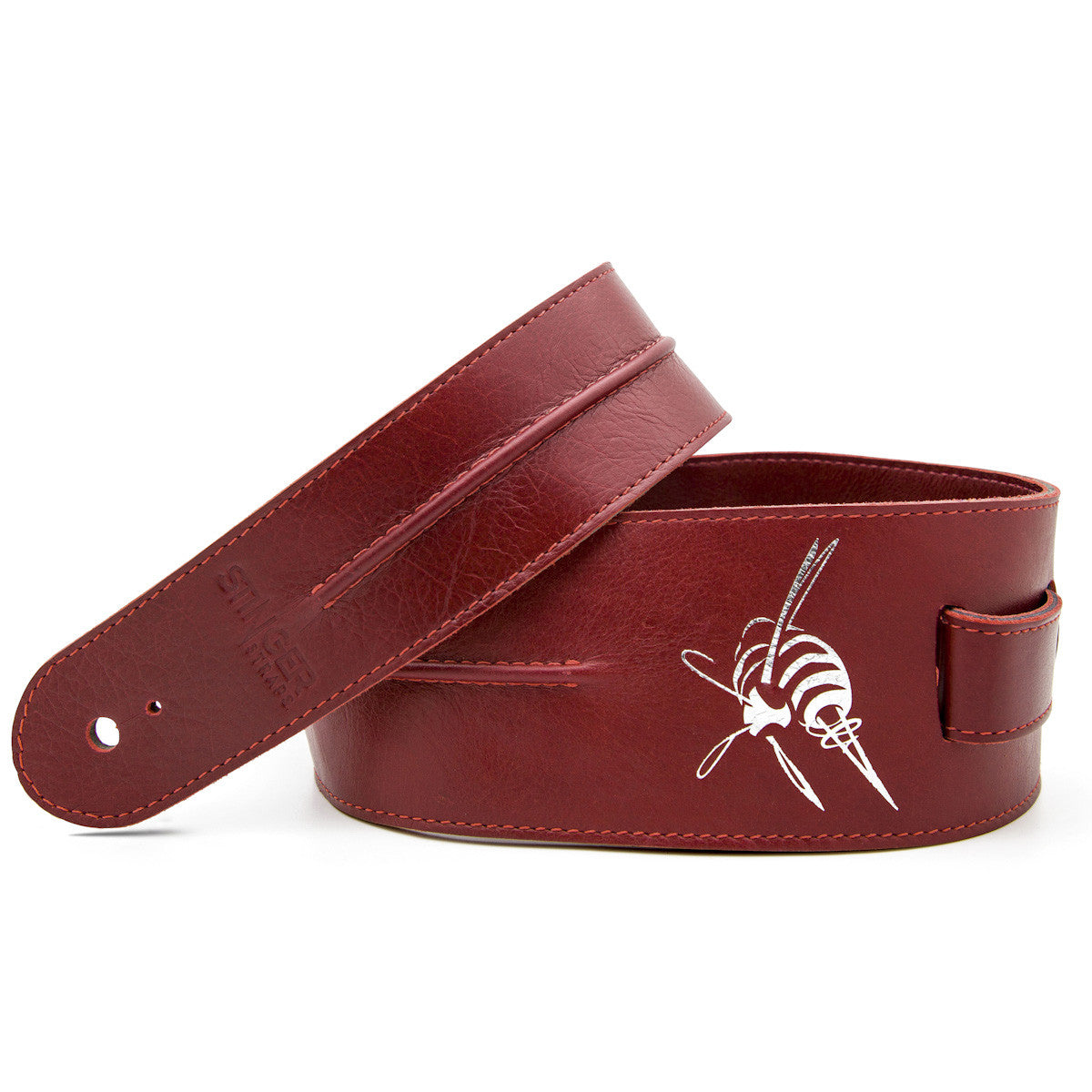 Red Leather Guitar Strap | Handmade in Montreal, Canada - Stinger Straps