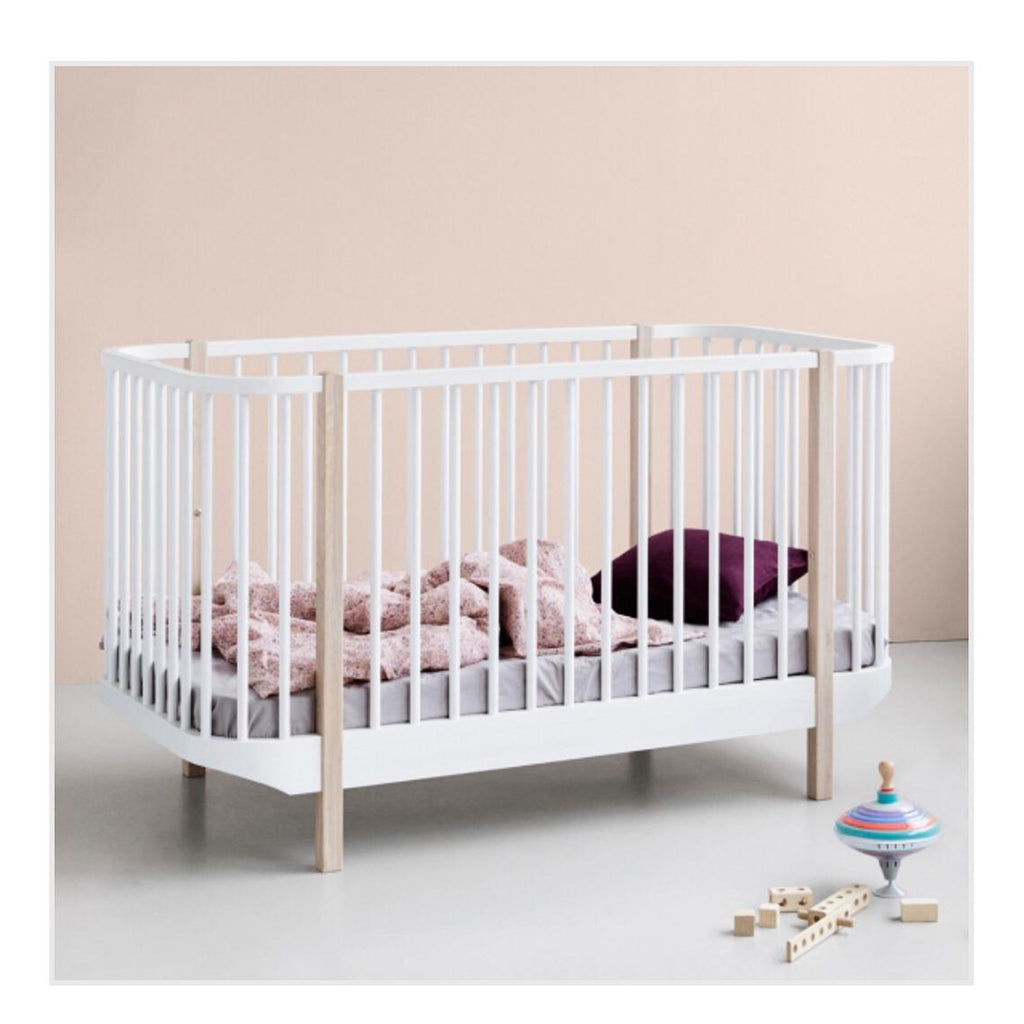 grey wood cot