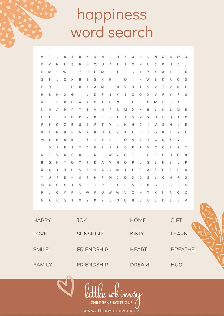 Happiness Word Search