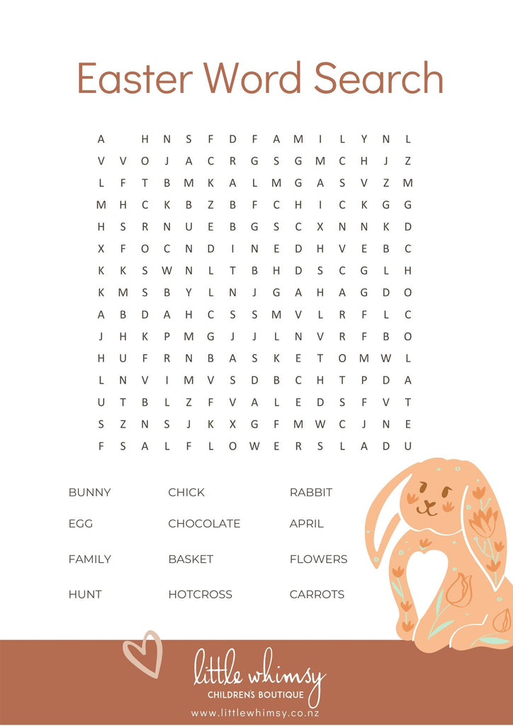 little whimsy Easter Word Search - FREE printable