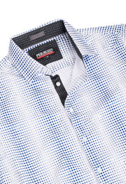 White Geometric Stretch Short-Sleeve Shirt (3735)