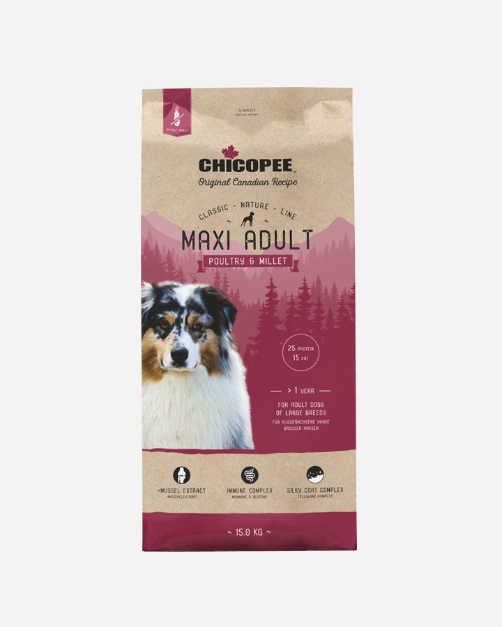 Se Chicopee Classic Nature Line Maxi Adult - Kylling og Hirse - 15 kg hos Petlux.dk