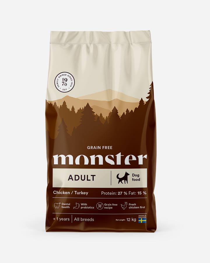 Billede af Monster Adult - Kornfrit, Kylling og Kalkun - 12kg