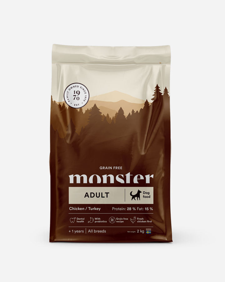 Billede af Monster Adult - Kornfrit, Kylling og Kalkun - 2kg