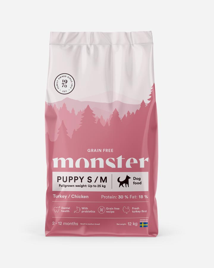 Billede af Monster Puppy Small Breed - Kornfrit, kylling og kalkun - 12kg