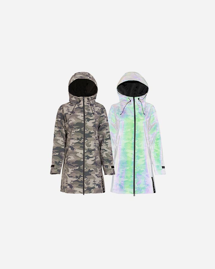 Billede af Paikka Human Visibility regnfrakke Dame - Camo, X-Small