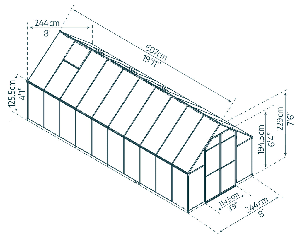Palram-Canopia_Greenhouses_Essence_8x20_Silver_Dimensions