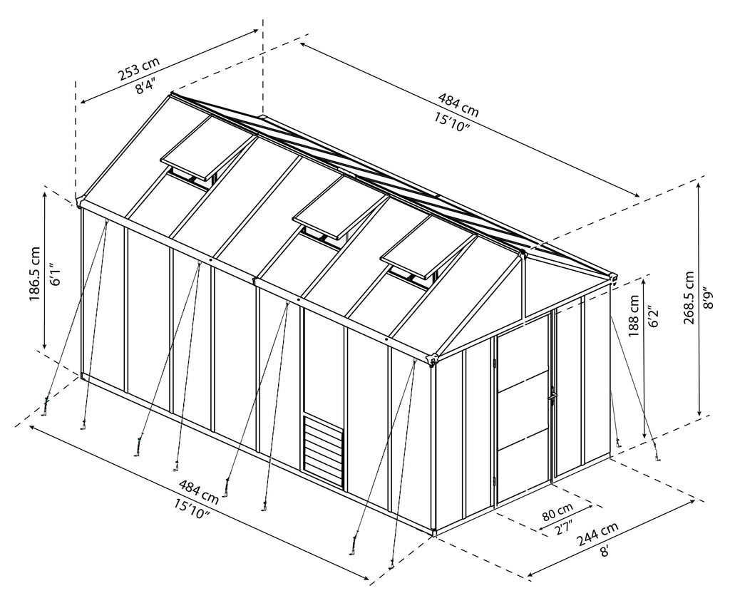 Palram-Canopia_Greenhouses_Glory_Anchoring kit_8x16_Dimensions