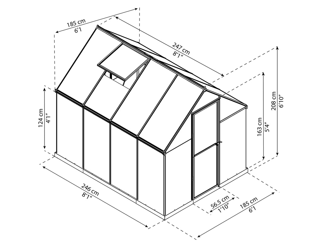 Canada Greenhouse Kits Mythos 6 x 8 Dimensions
