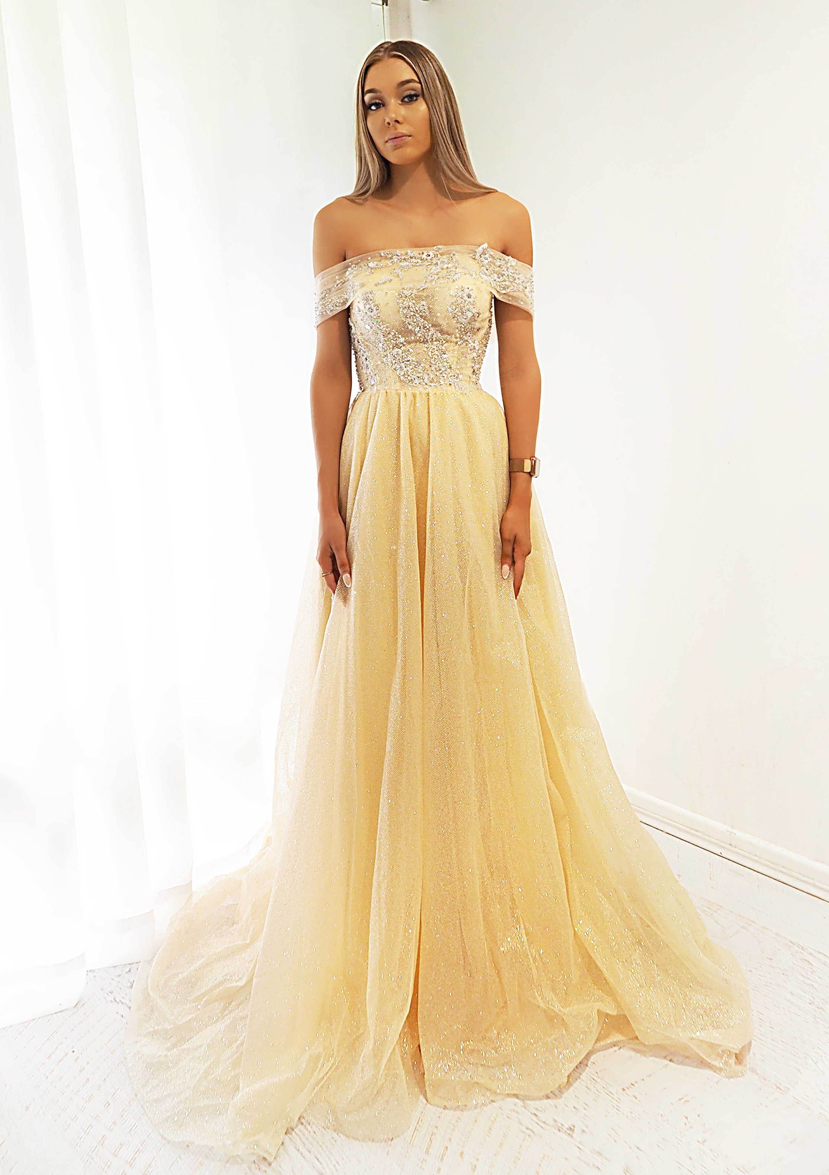 Gold Sequin Dress - Off-the-Shoulder Dress - Bodycon Mini Dress - Lulus
