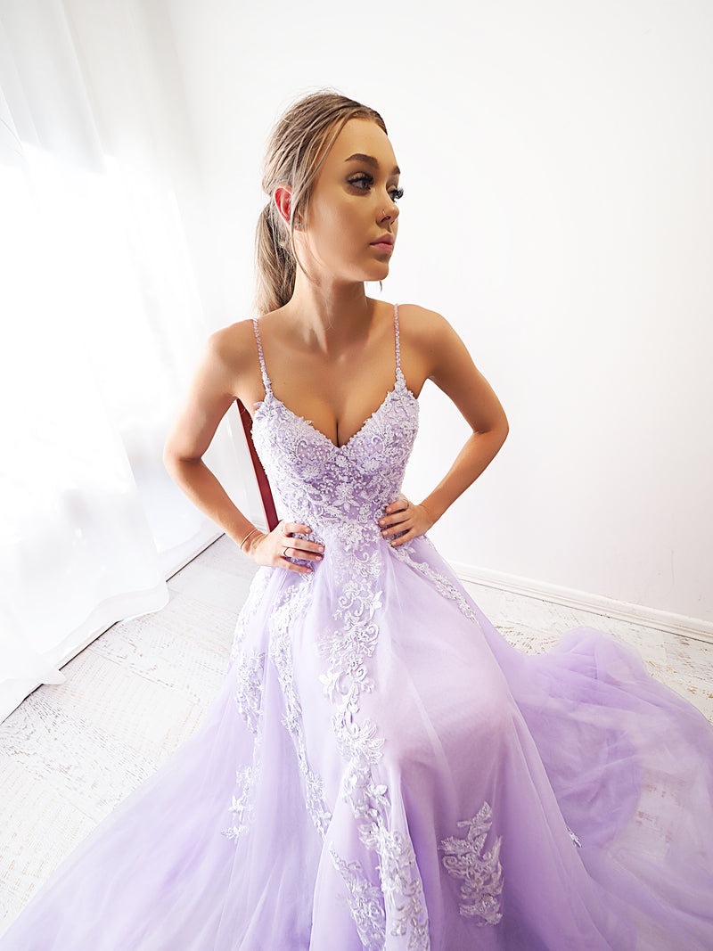 Lila pastel purple lace dress – Destiny Chic