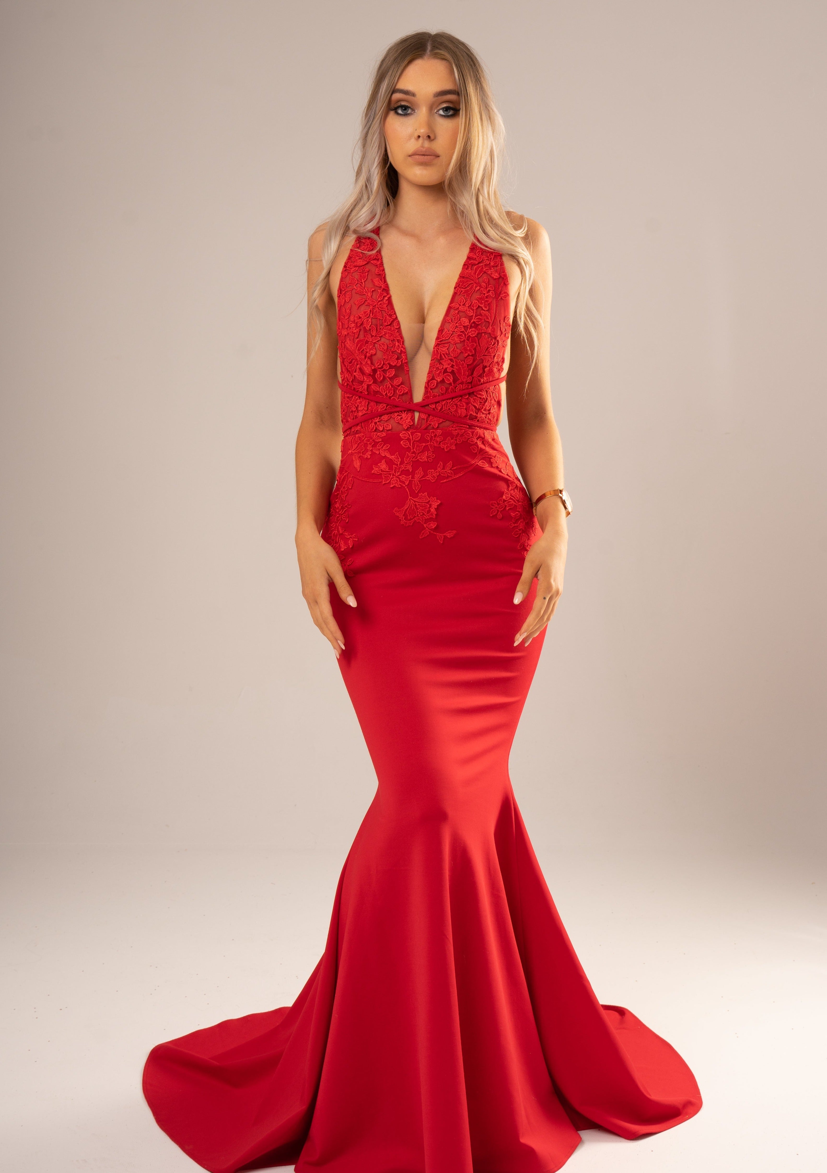 Shop deep v-neck glitter-knit mermaid black prom dress from