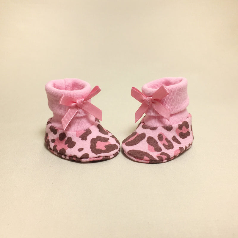 leopard baby booties