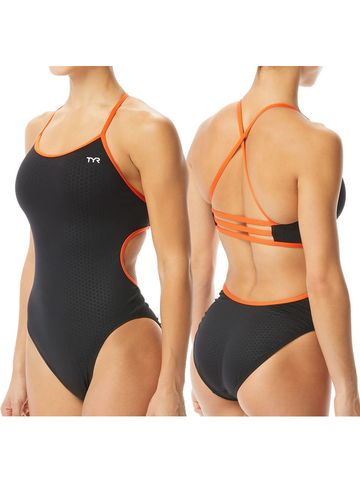 Tyr Swimsuit HEXA Diamondfit Black/Orange Size 26 