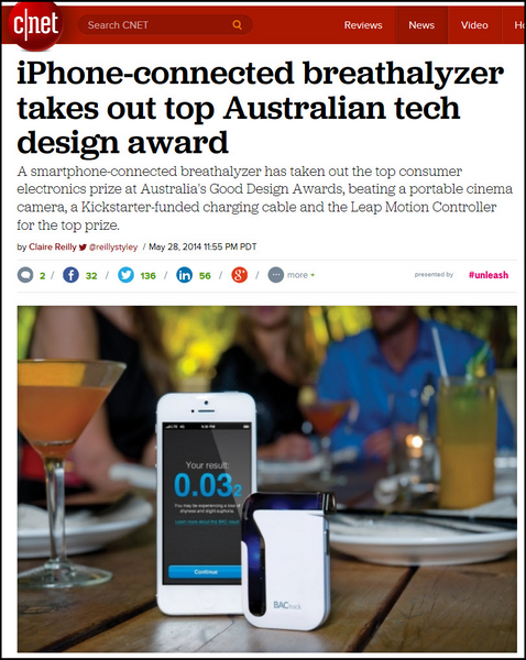 CNET Lauds BACtrack Mobile Win at Good Design Awards