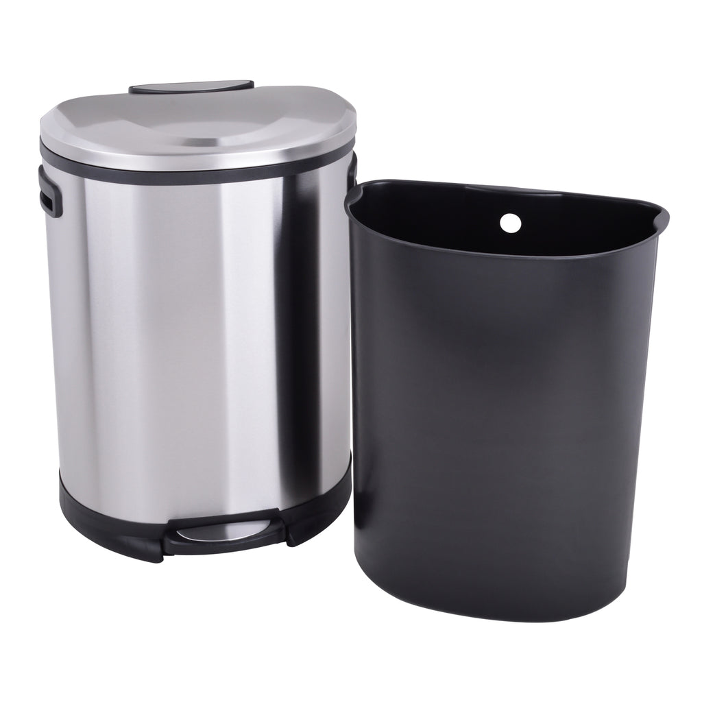 Utopia Alley Cress Contour Curved Trash Can, Stainless Steel, Set of 2