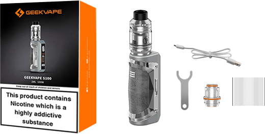 Content of the Geekvape S100 box.