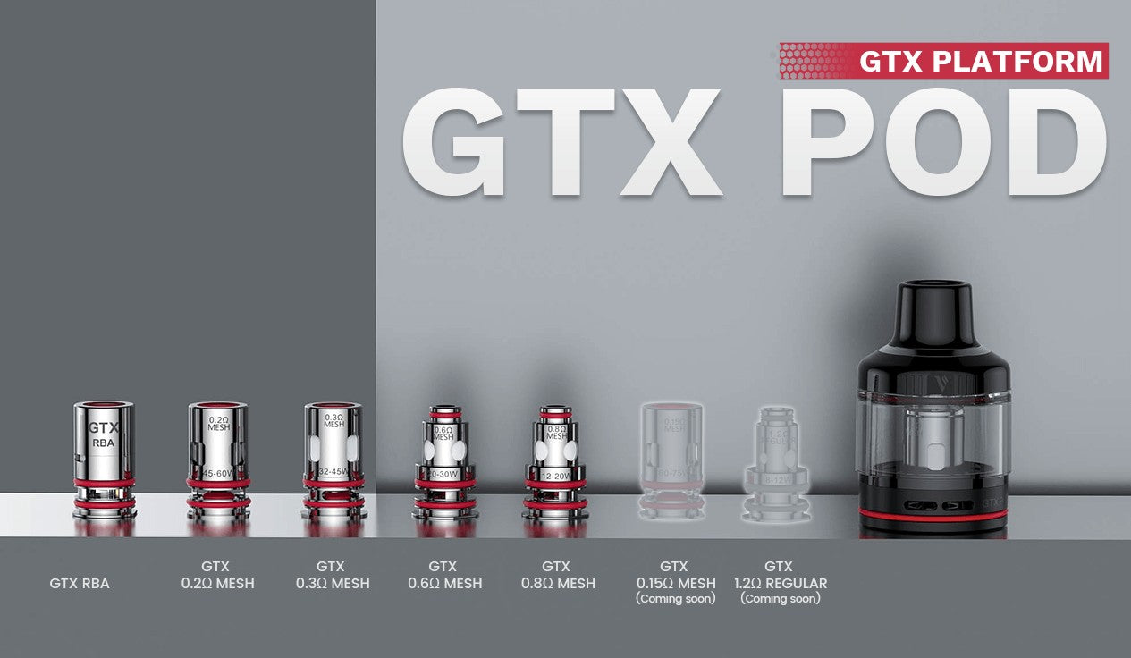 Luxe 80 is equipped with a GTX Pod 26 which supports all GTX coils