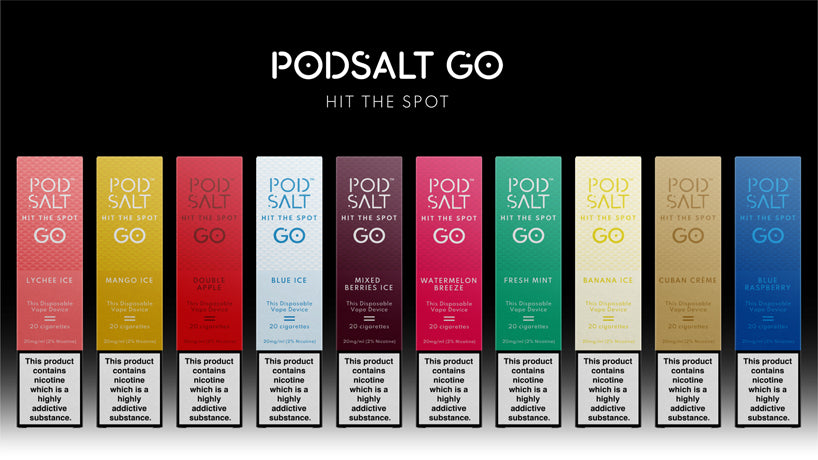 Vape on the go with the Podsalt Go kit. Podsalt Go Disposable Vape Device for vaping on the go.